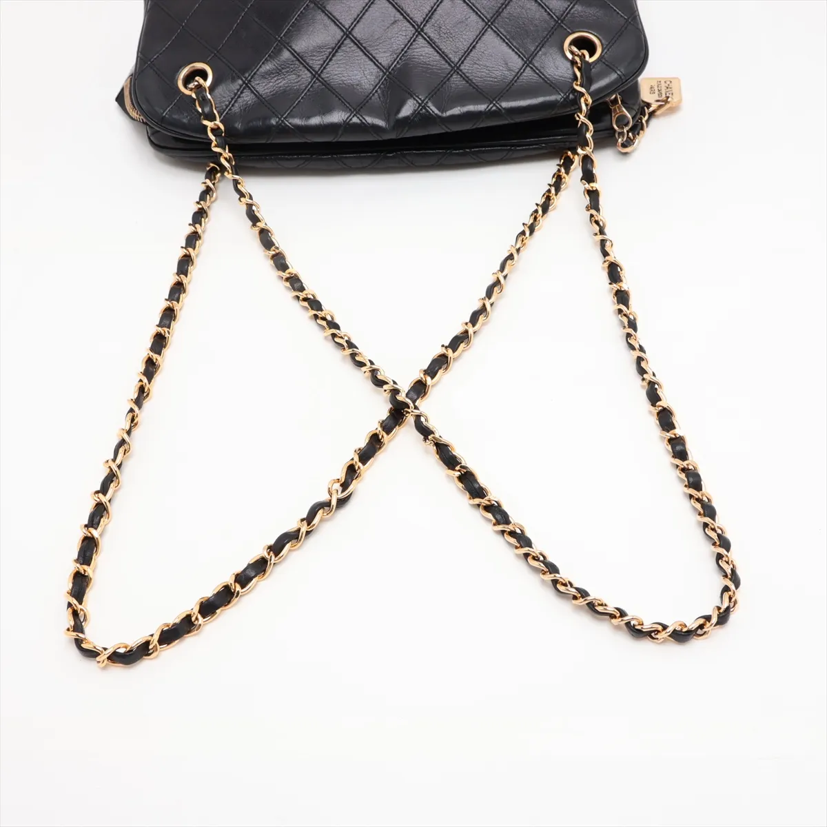 Bicolore Lambskin Chain Shoulder Bag, Black with Gold Hardware, Item No. 1133672 — view 5