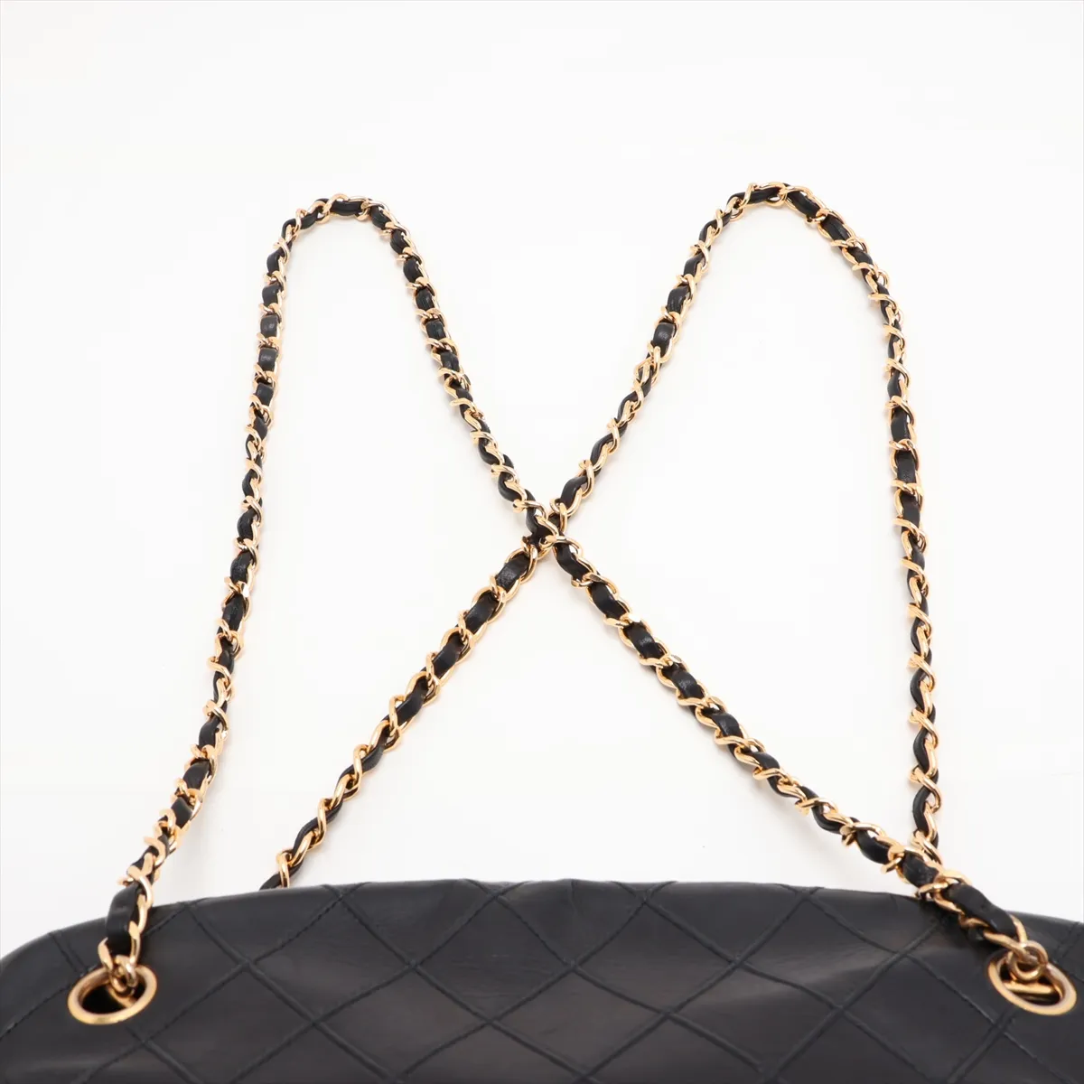 Bicolore Lambskin Chain Shoulder Bag, Black with Gold Hardware, Item No. 1133672 — view 6