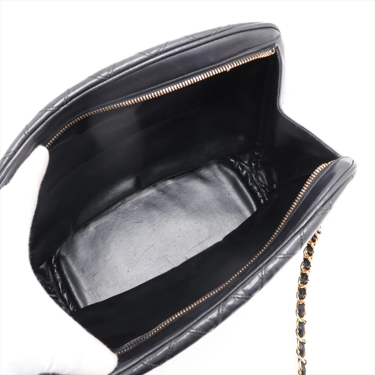 Bicolore Lambskin Chain Shoulder Bag, Black with Gold Hardware, Item No. 1133672 — view 7