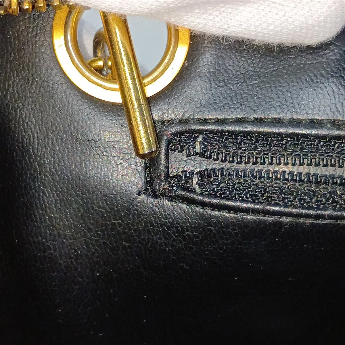 Bicolore Lambskin Chain Shoulder Bag, Black with Gold Hardware, Item No. 1133672 — view 10