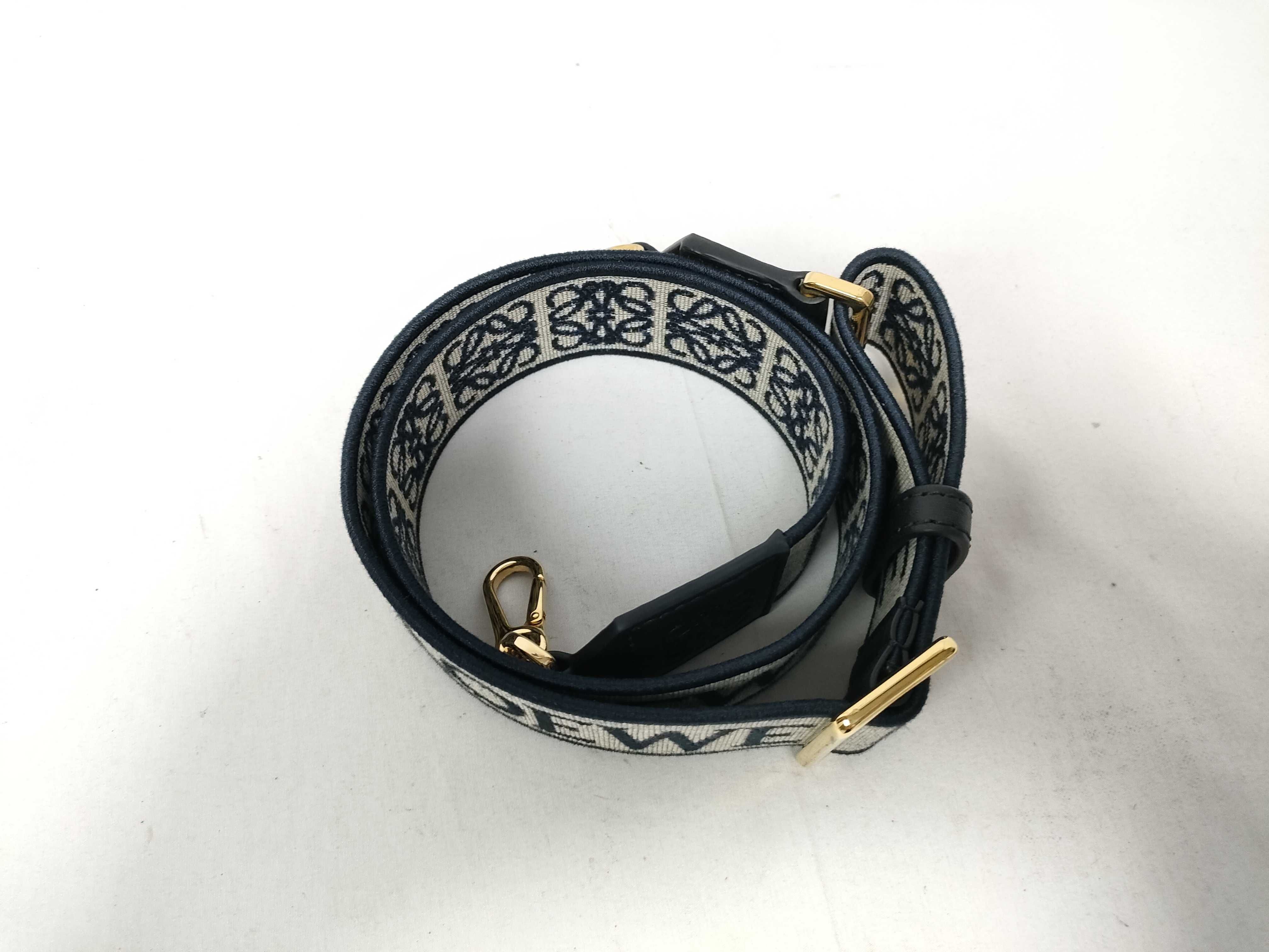 Shoulder Strap, Anagram, Canvas x Leather, Navy, Gold Hardware — view 2