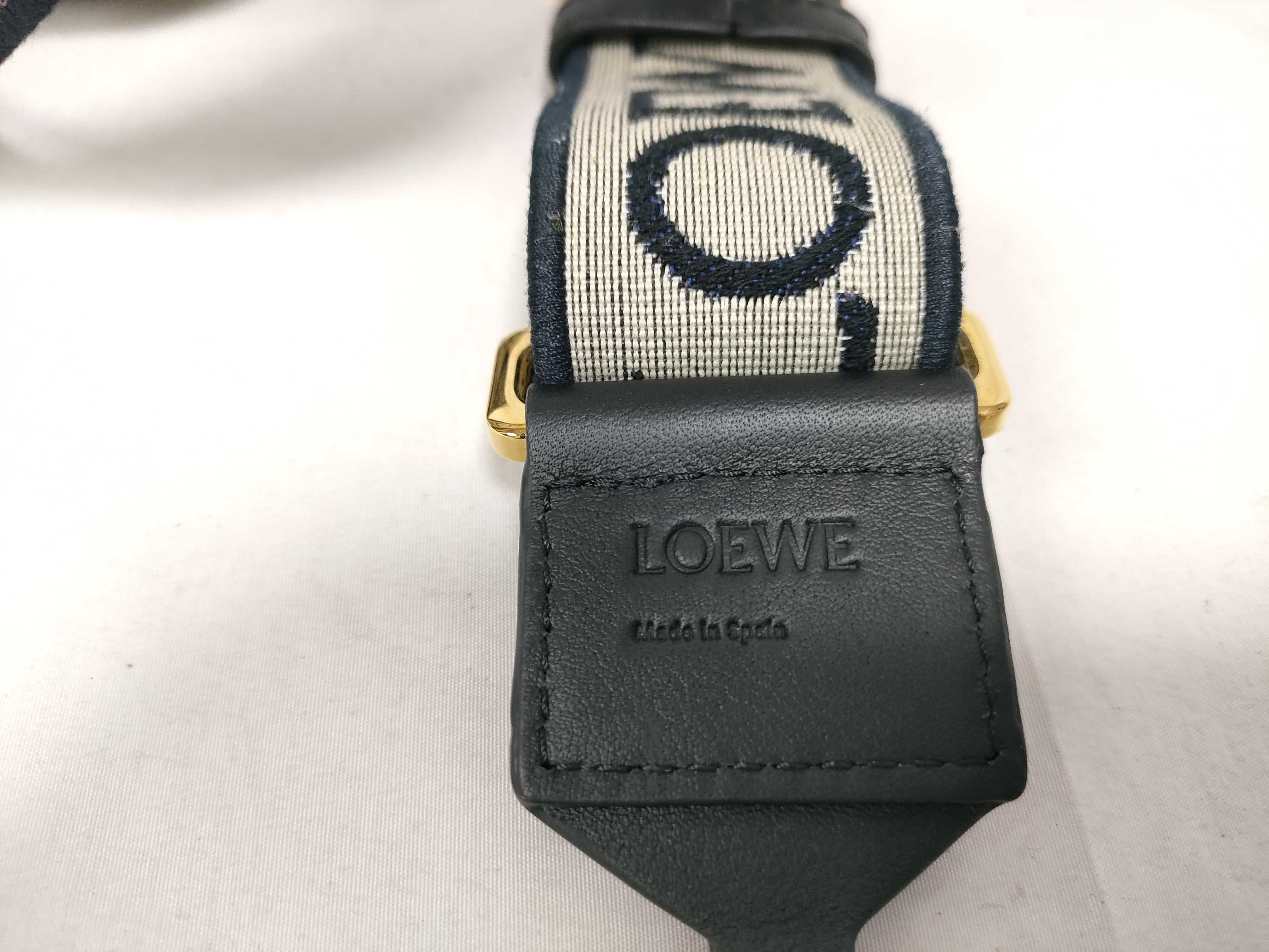 Shoulder Strap, Anagram, Canvas x Leather, Navy, Gold Hardware — view 3