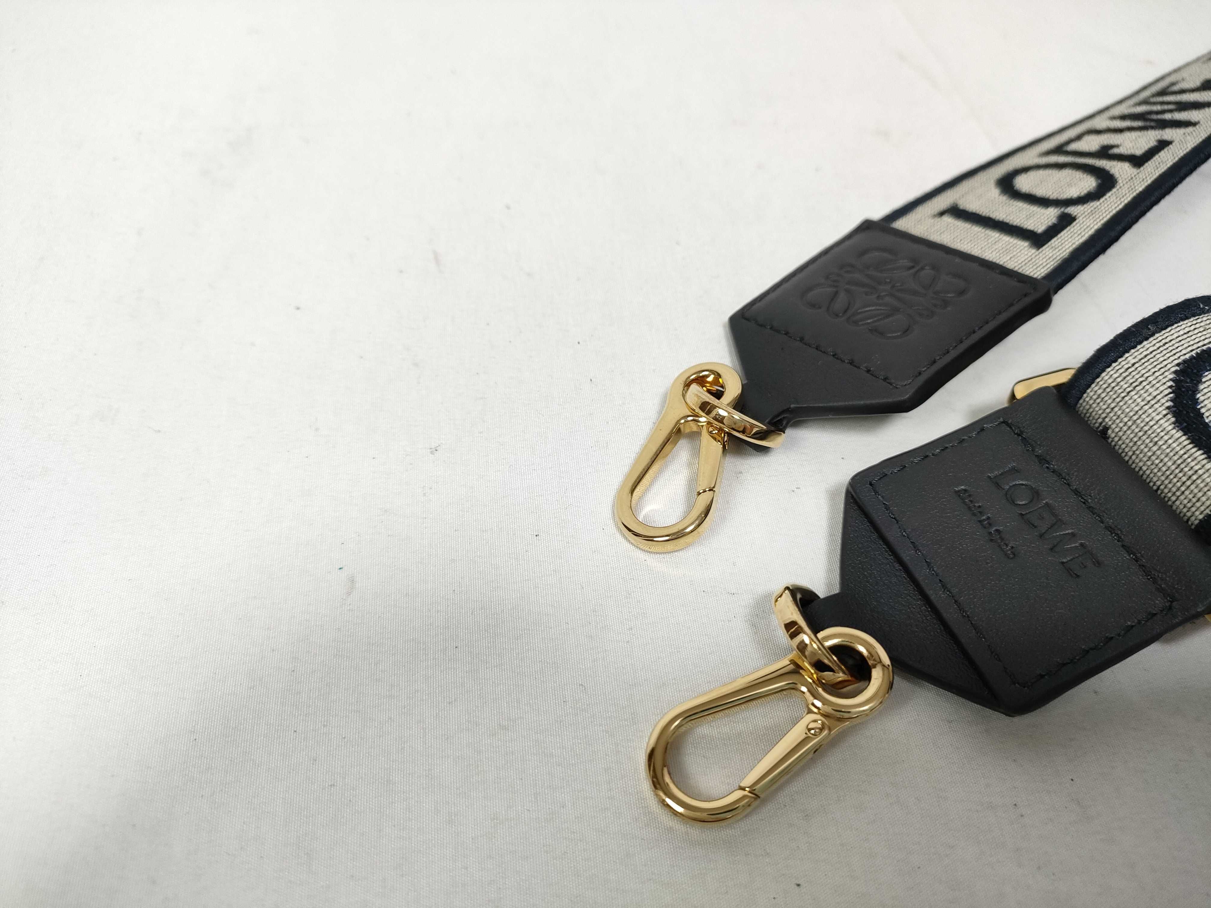 Shoulder Strap, Anagram, Canvas x Leather, Navy, Gold Hardware — view 4