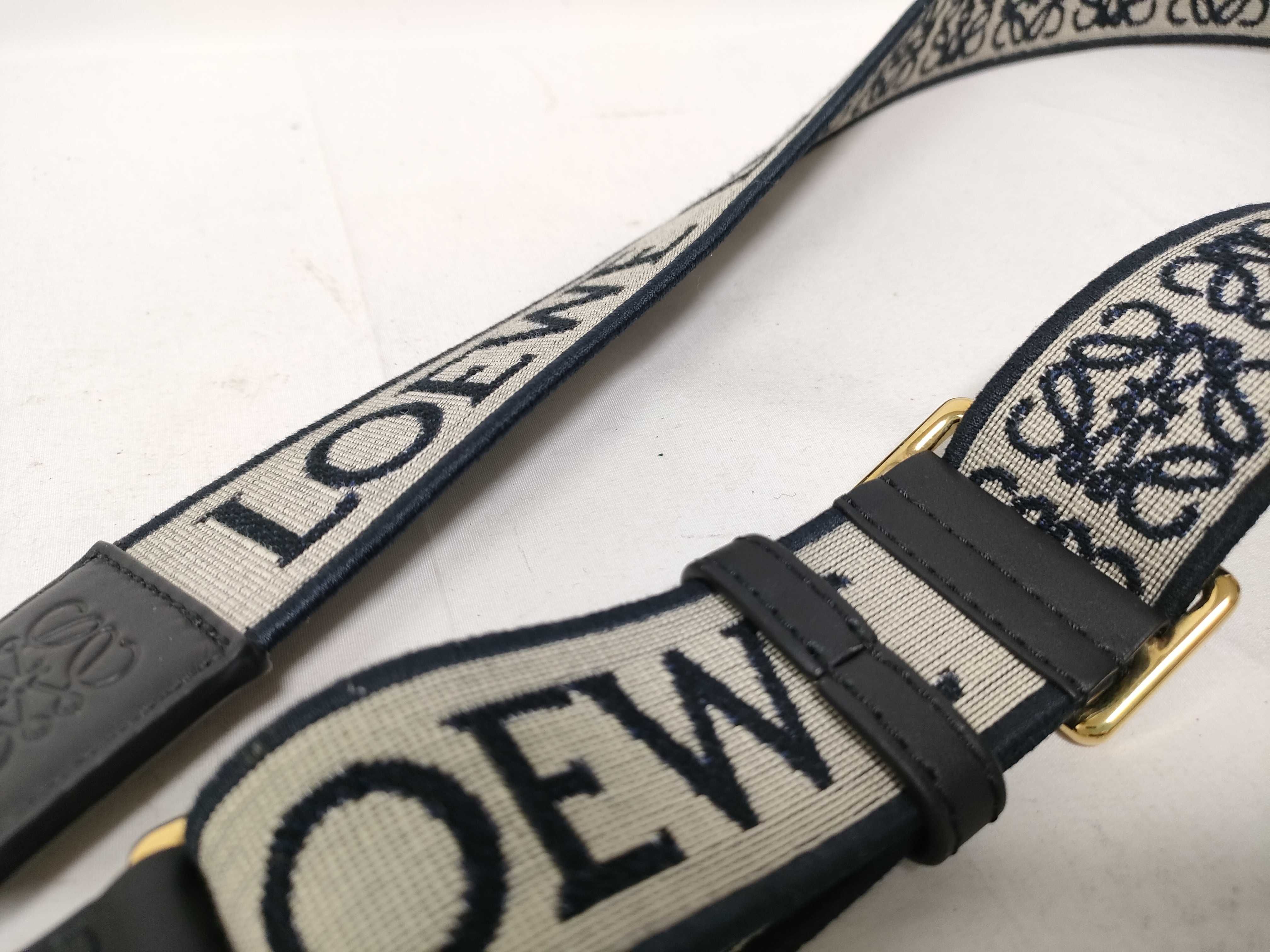 Shoulder Strap, Anagram, Canvas x Leather, Navy, Gold Hardware — view 6