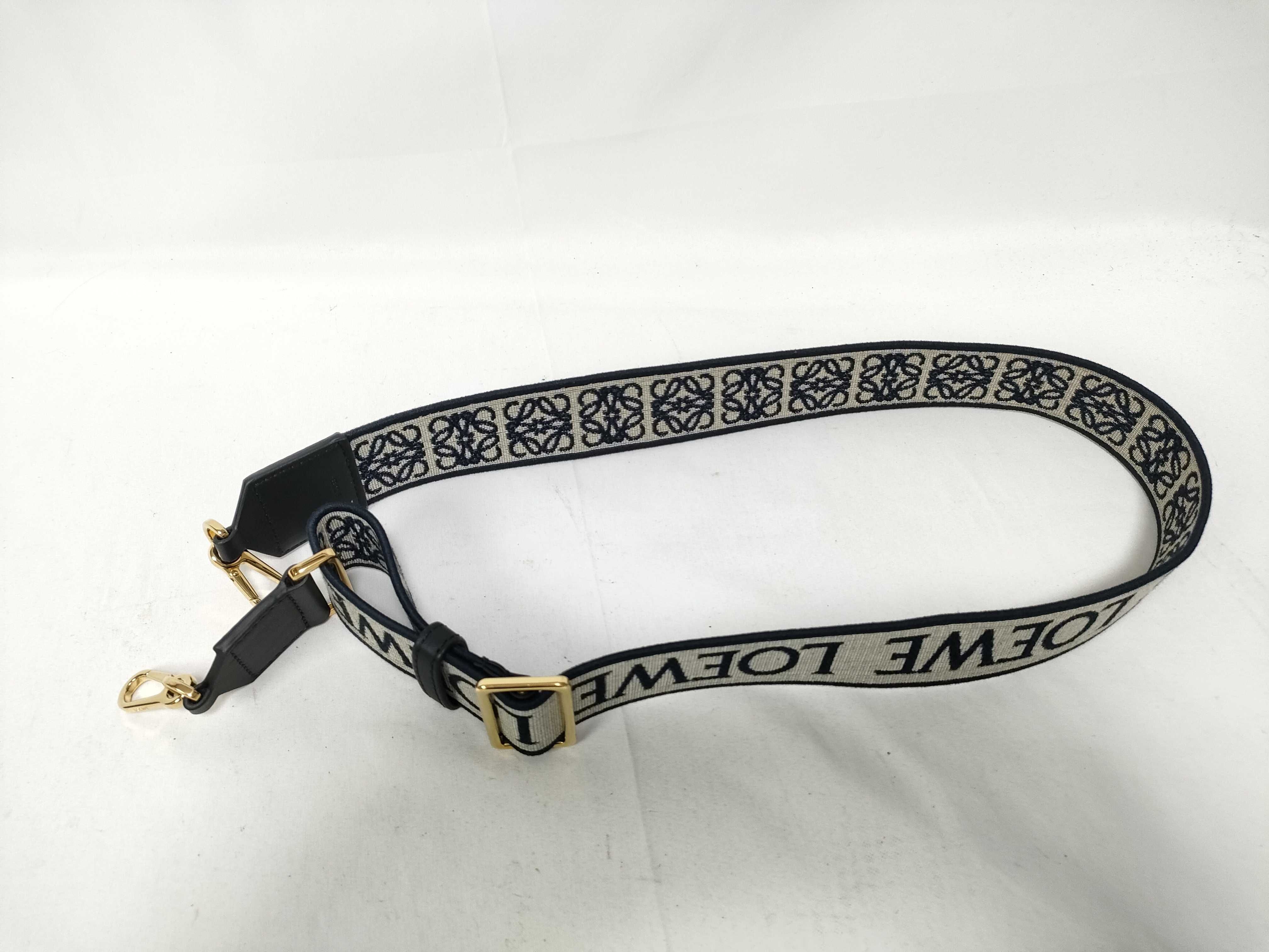Shoulder Strap, Anagram, Canvas x Leather, Navy, Gold Hardware — view 8