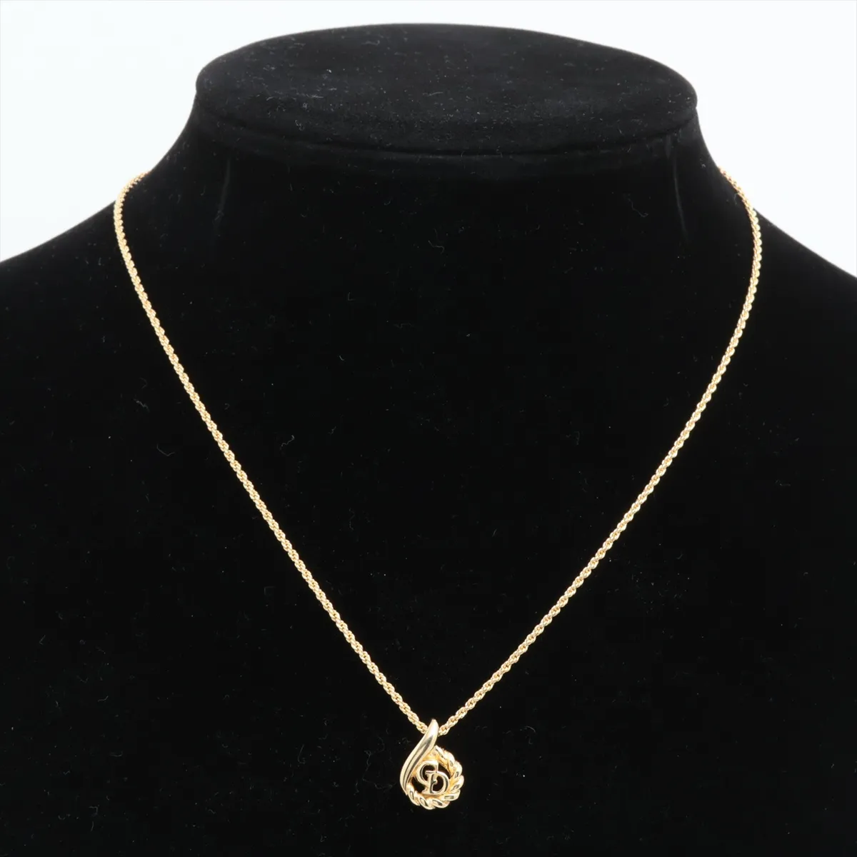 CD logo necklace, GP gold. Shows signs of wear, — view 5