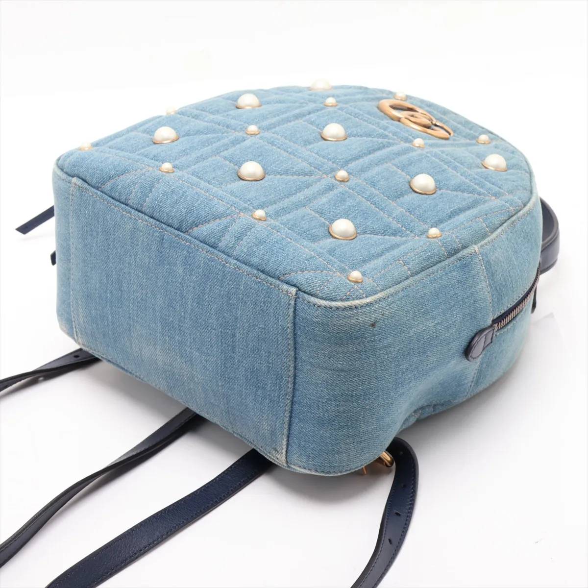 GG Marmont Denim x Leather Backpack/Rucksack, Blue, 476671 — view 3
