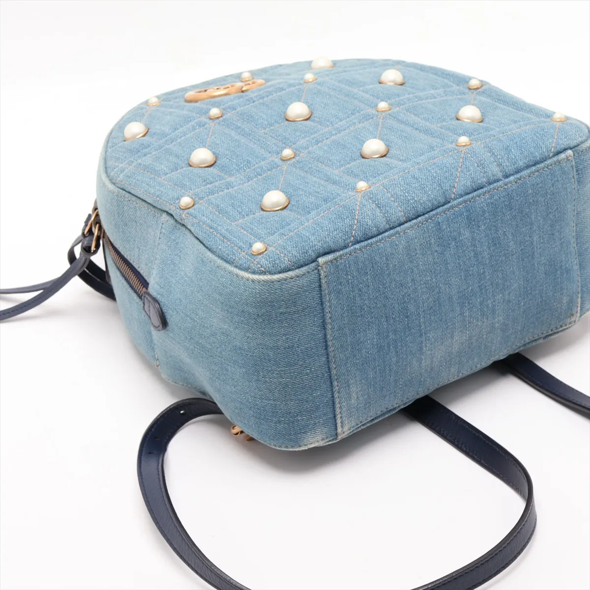 GG Marmont Denim x Leather Backpack/Rucksack, Blue, 476671 — view 4