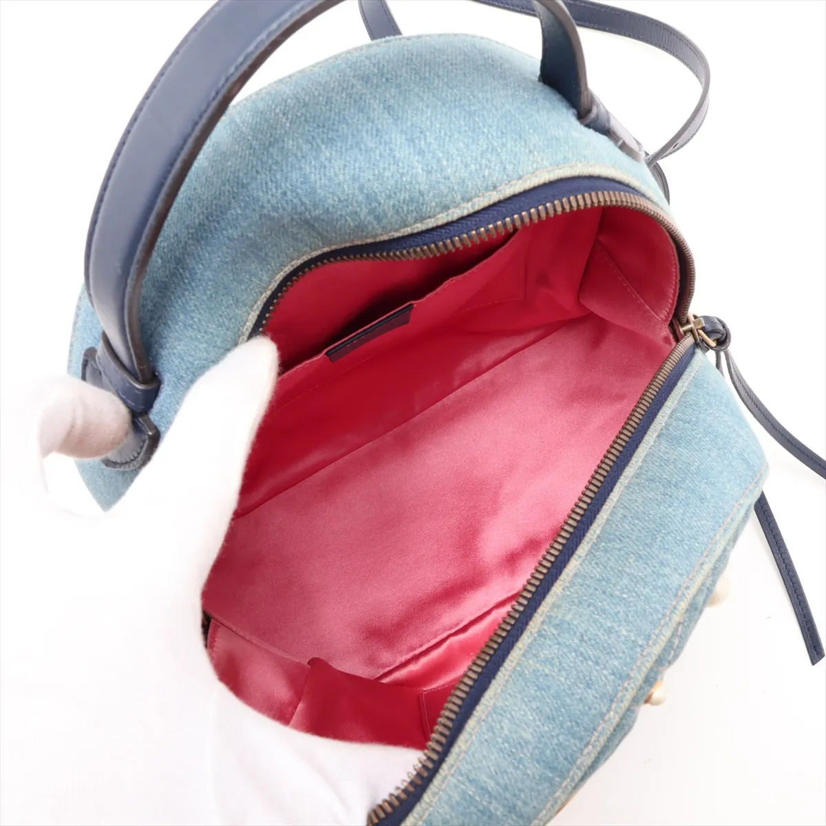 GG Marmont Denim x Leather Backpack/Rucksack, Blue, 476671 — view 7