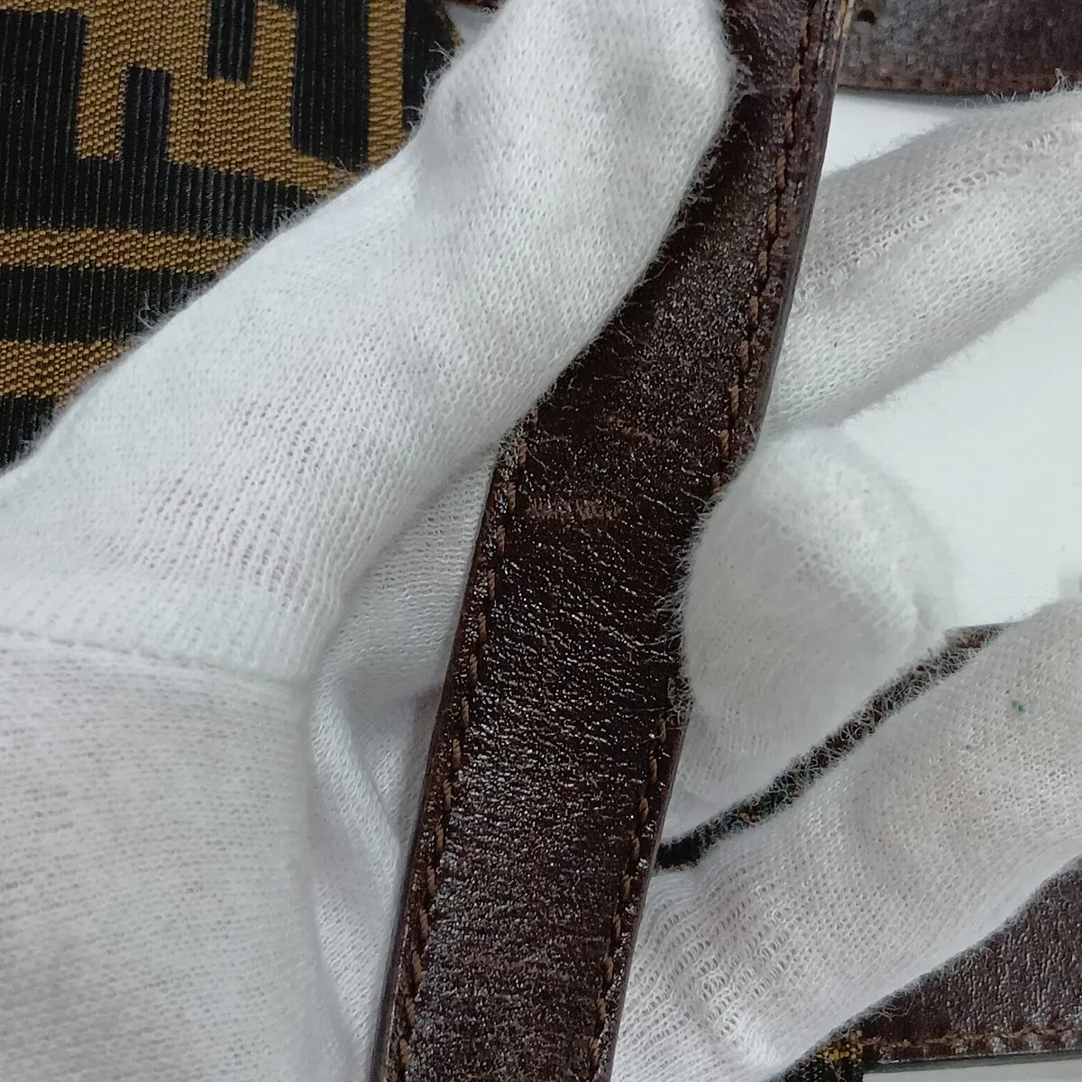 Zucca Canvas x Leather Shoulder Bag, Brown — view 14
