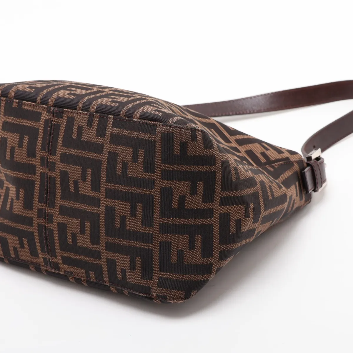 Zucca Canvas x Leather Shoulder Bag, Brown — view 3