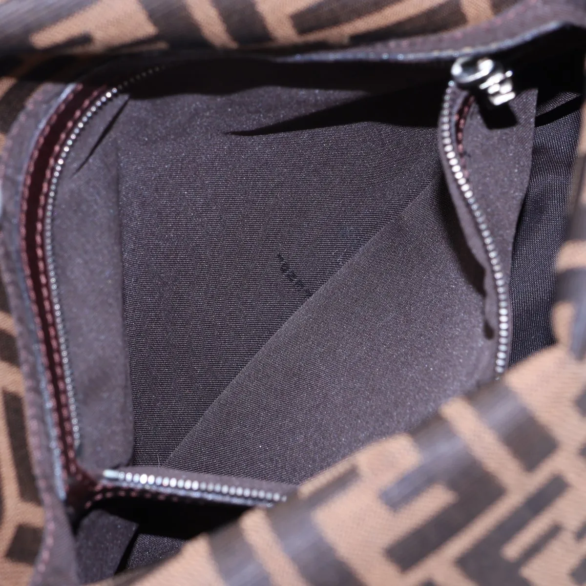Zucca Canvas x Leather Shoulder Bag, Brown — view 8