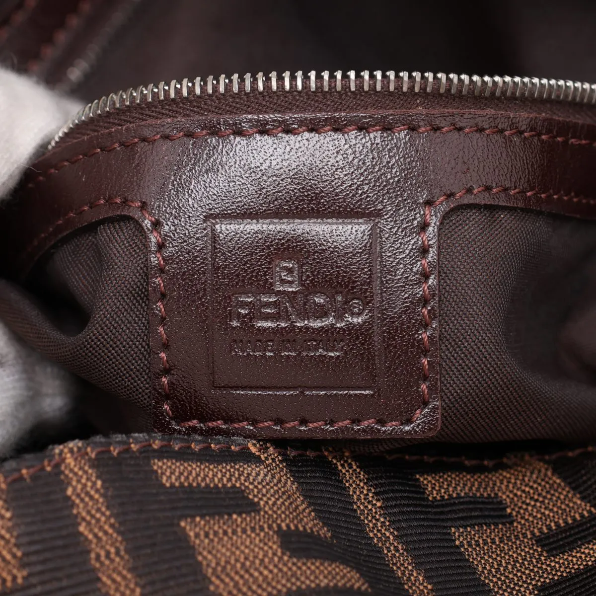 Zucca Canvas x Leather Shoulder Bag, Brown — view 9