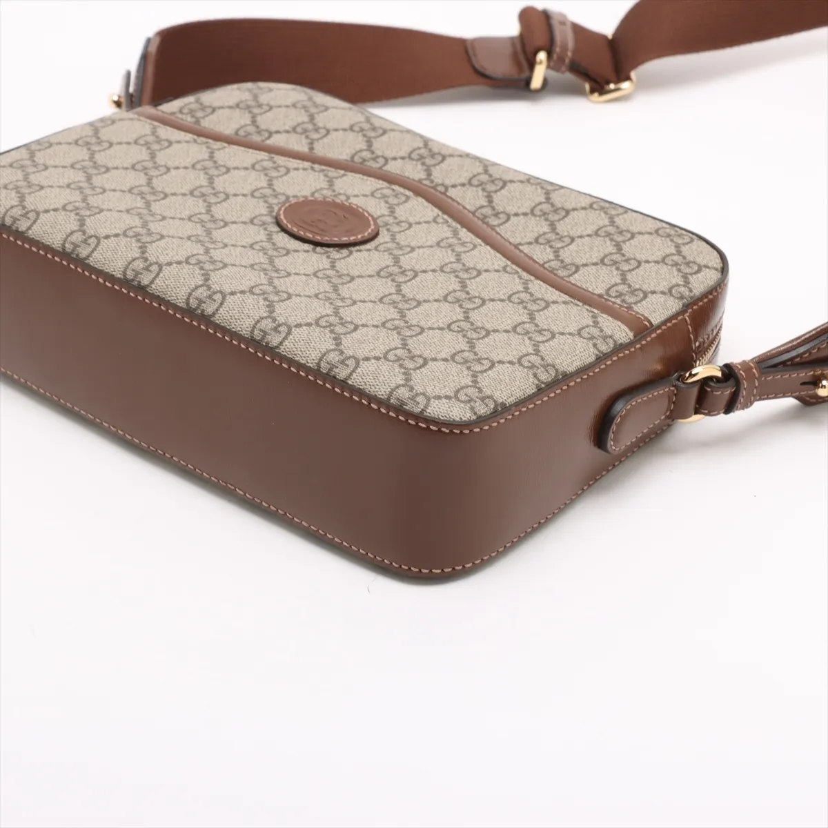 GG Supreme PVC x Leather Shoulder Bag, Brown, 675891 — view 3