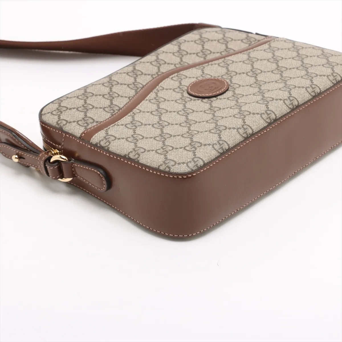 GG Supreme PVC x Leather Shoulder Bag, Brown, 675891 — view 4