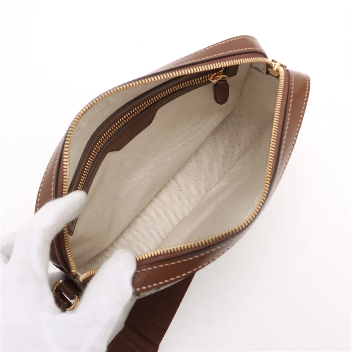 GG Supreme PVC x Leather Shoulder Bag, Brown, 675891 — view 6
