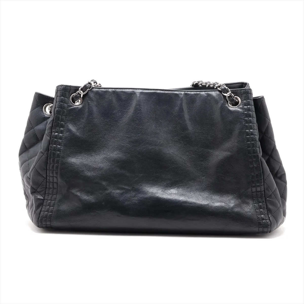 Coco Mark Leather Chain Tote Bag, Black with Silver Hardware, Item No. 16257170 (Serial Number 16) — view 2