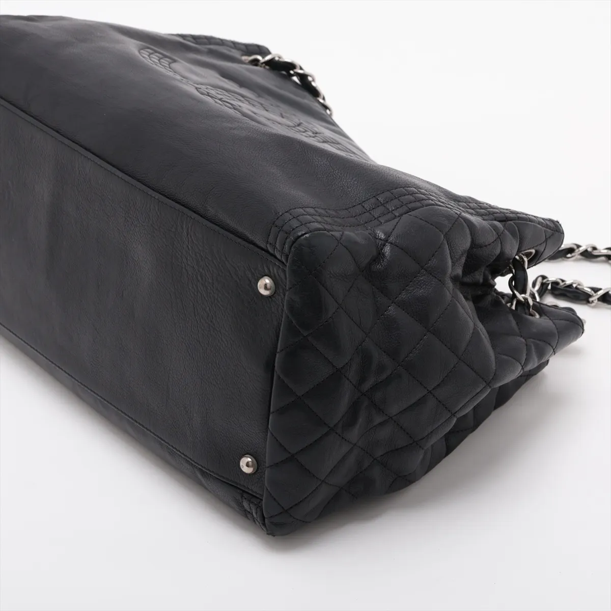 Coco Mark Leather Chain Tote Bag, Black with Silver Hardware, Item No. 16257170 (Serial Number 16) — view 3