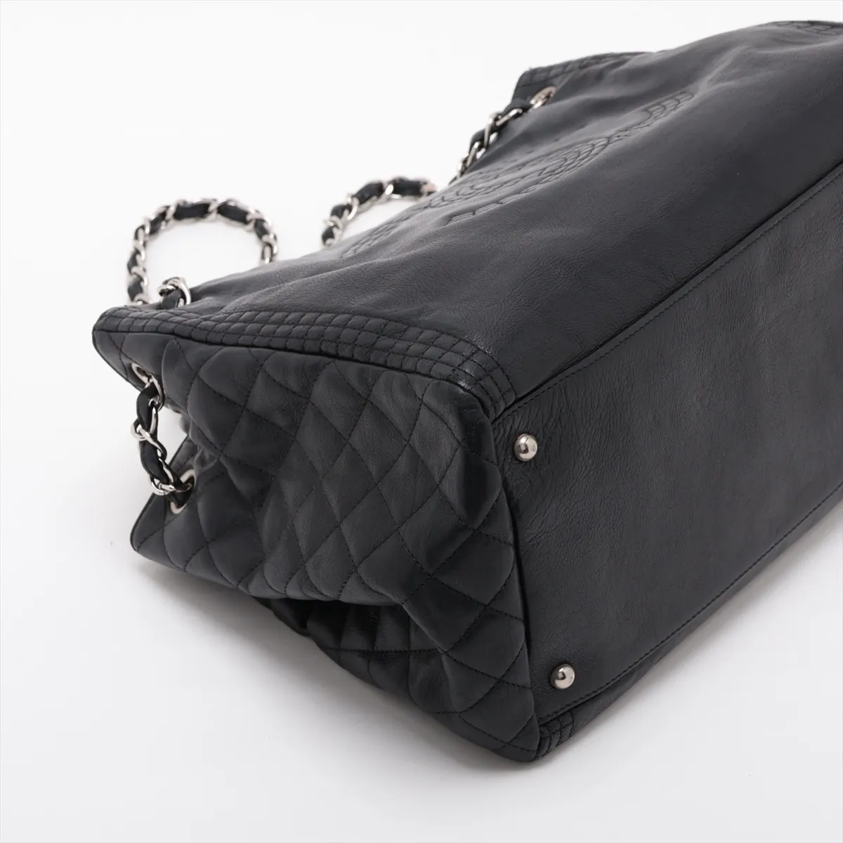 Coco Mark Leather Chain Tote Bag, Black with Silver Hardware, Item No. 16257170 (Serial Number 16) — view 4