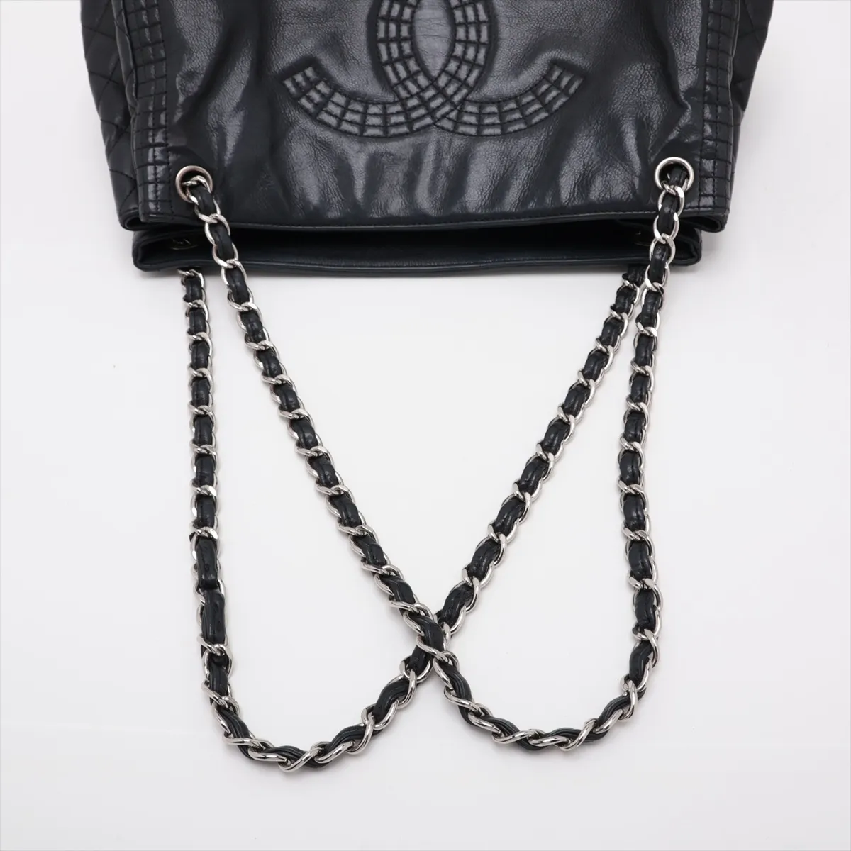 Coco Mark Leather Chain Tote Bag, Black with Silver Hardware, Item No. 16257170 (Serial Number 16) — view 5
