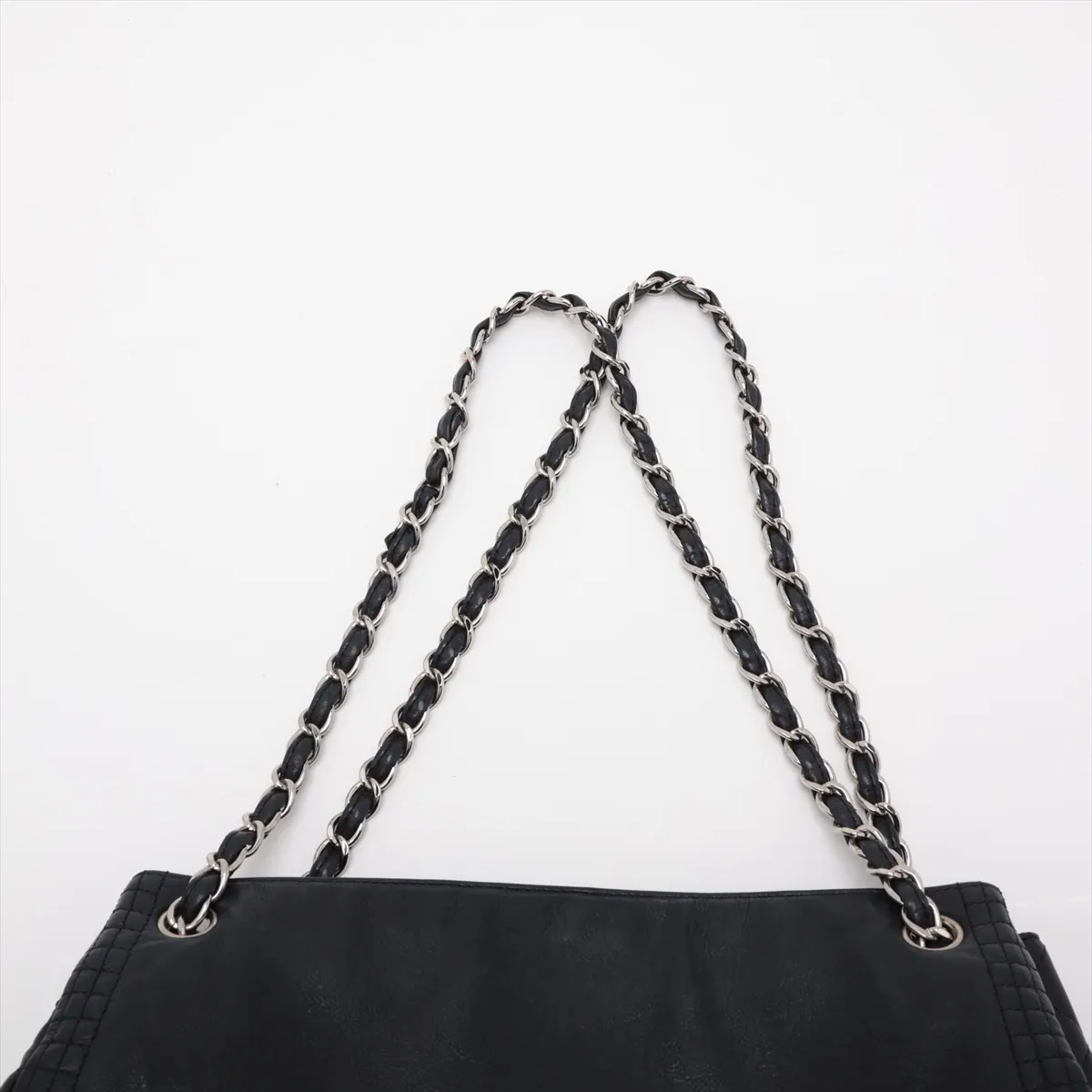 Coco Mark Leather Chain Tote Bag, Black with Silver Hardware, Item No. 16257170 (Serial Number 16) — view 6