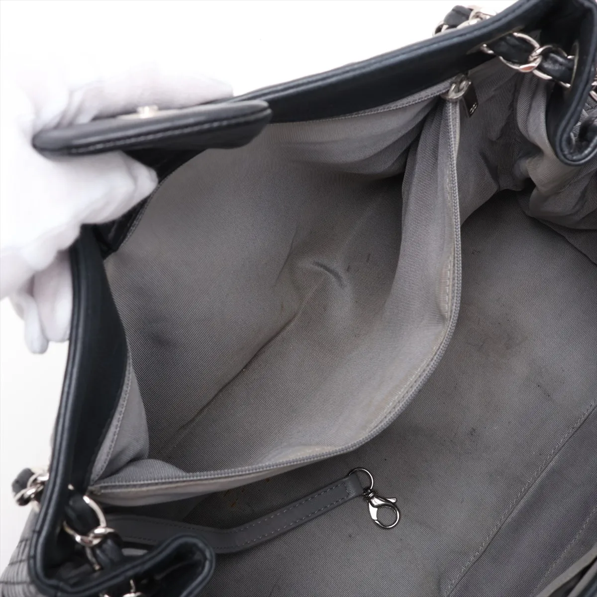 Coco Mark Leather Chain Tote Bag, Black with Silver Hardware, Item No. 16257170 (Serial Number 16) — view 8