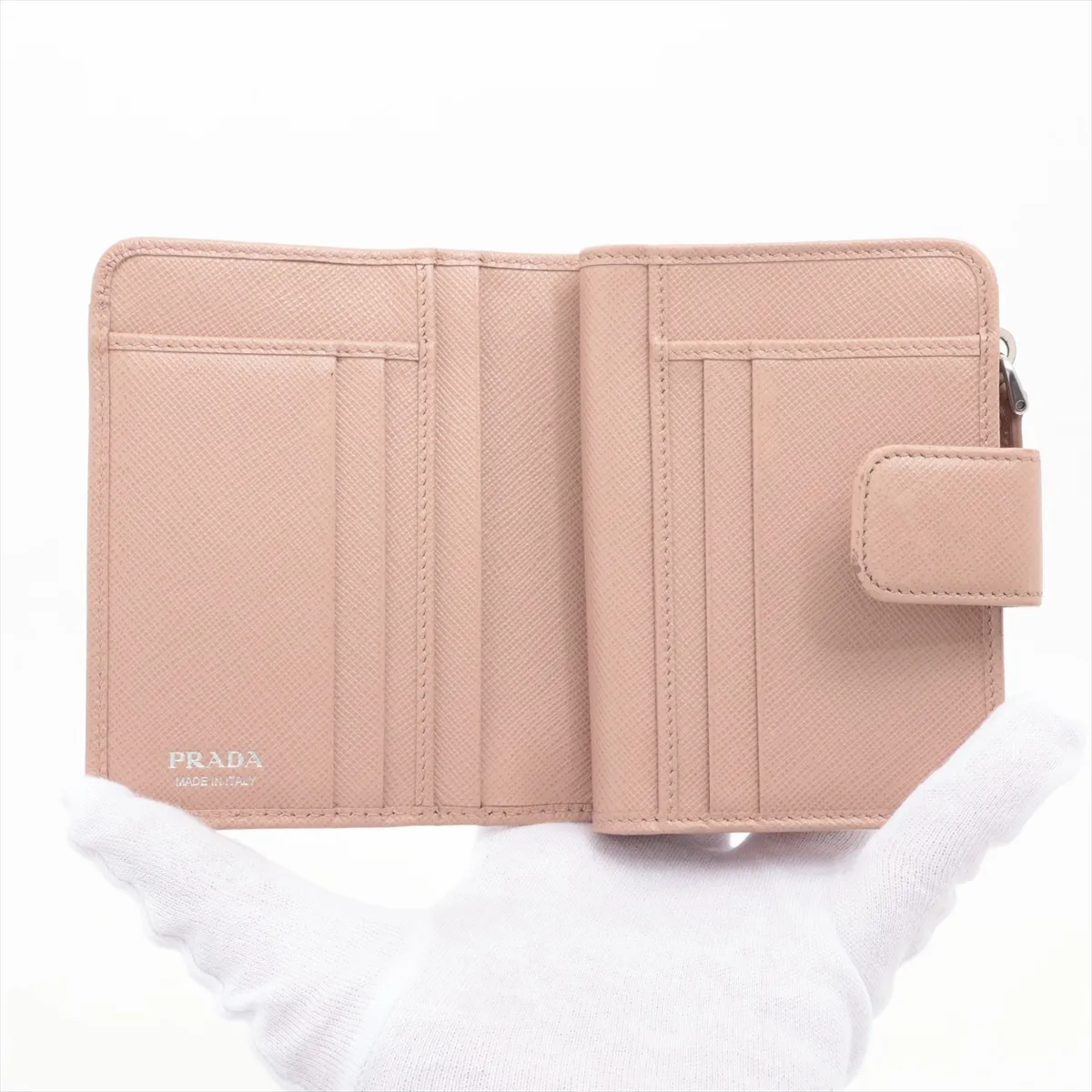 Saffiano 1ML018 Leather Compact Wallet Beige — view 3