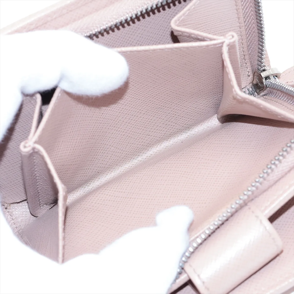 Saffiano 1ML018 Leather Compact Wallet Beige — view 6
