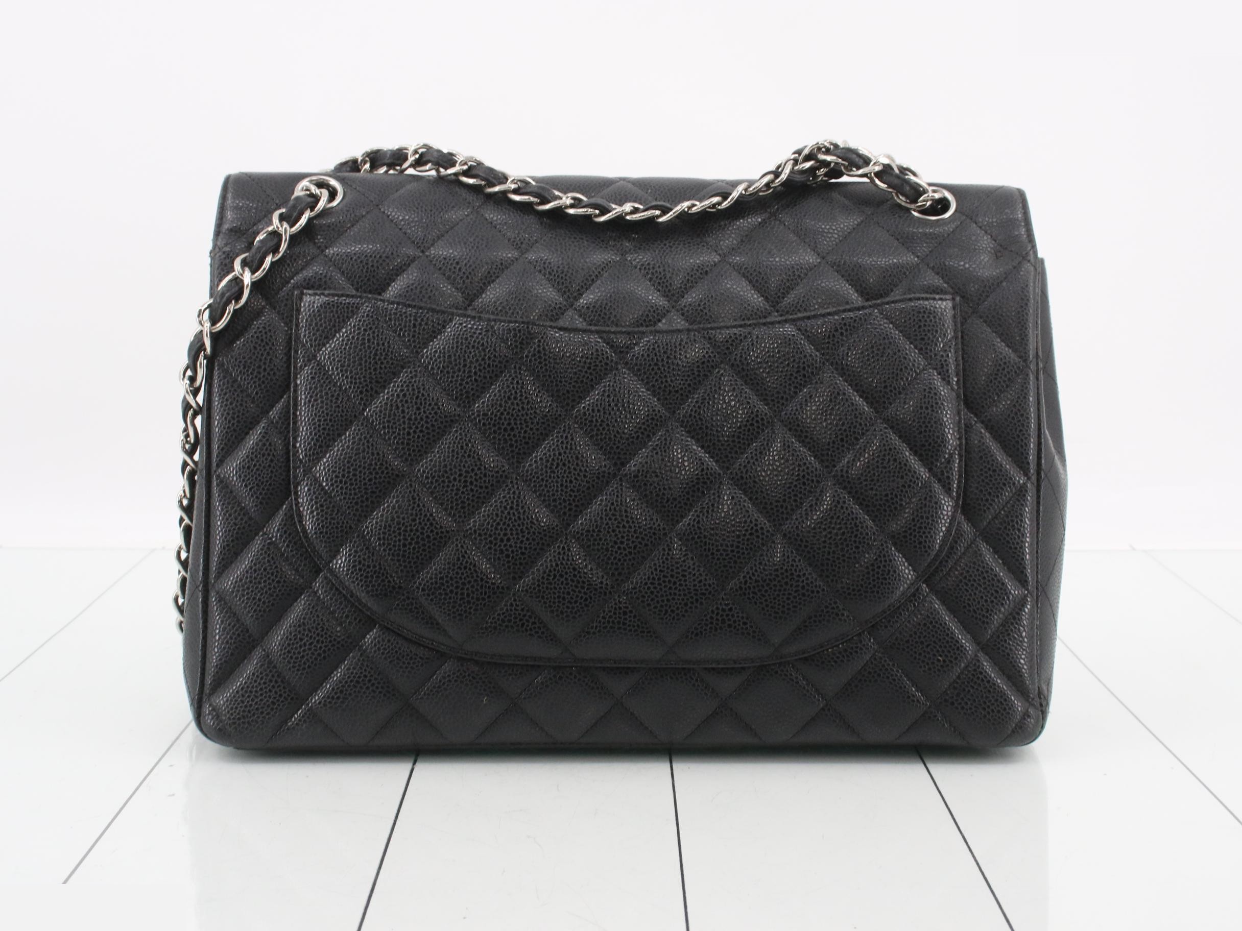 Large Matelassé 34 Maxi Caviar Skin Double Flap Double Chain Bag — view 2