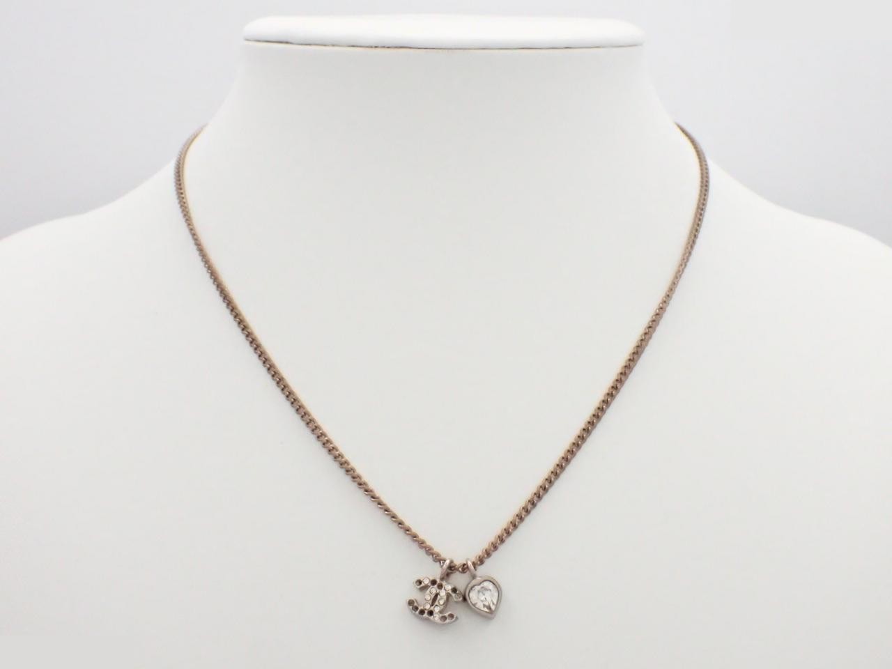 Coco Mark/Heart Rhinestone Necklace, 11C, Chain approx. 44cm — view 3