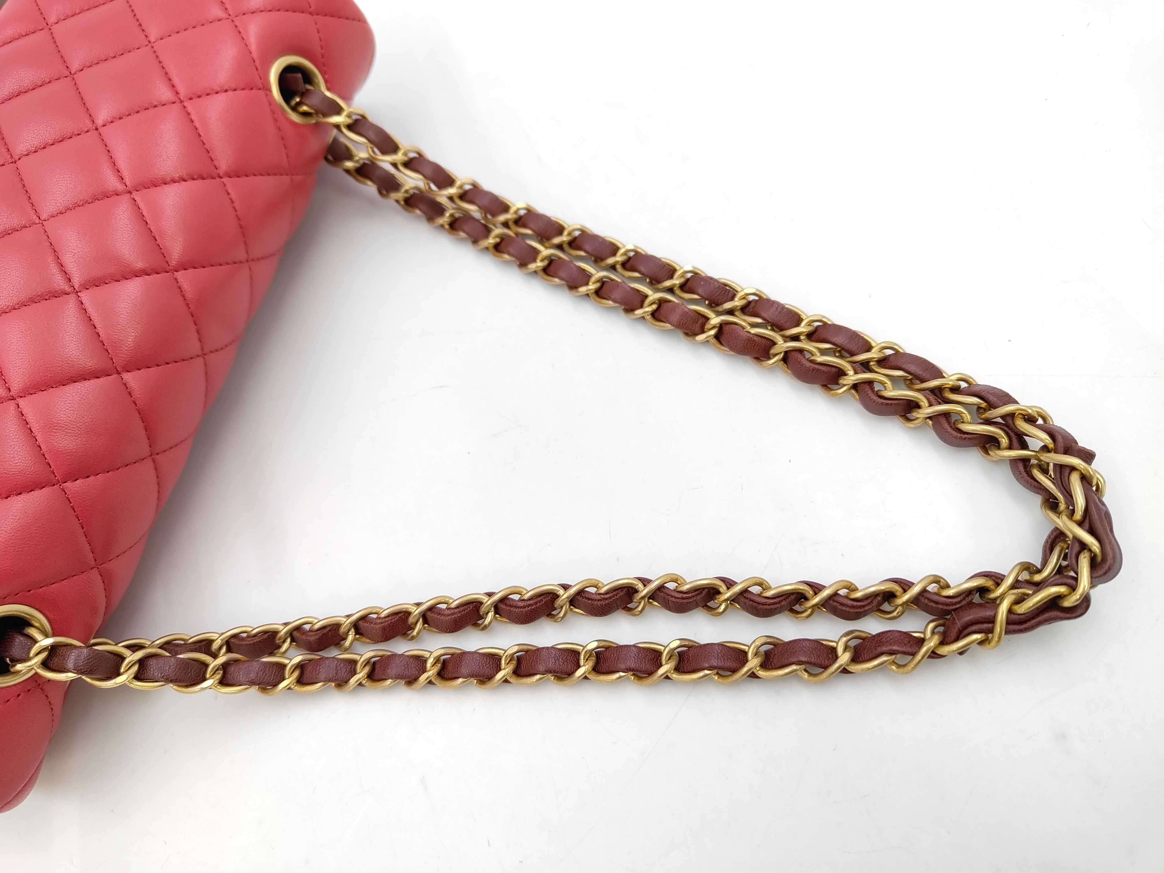 Matelassé Colorblock Chain Shoulder Bag, Red x Pink x Bordeaux, Gold Hardware. — view 3