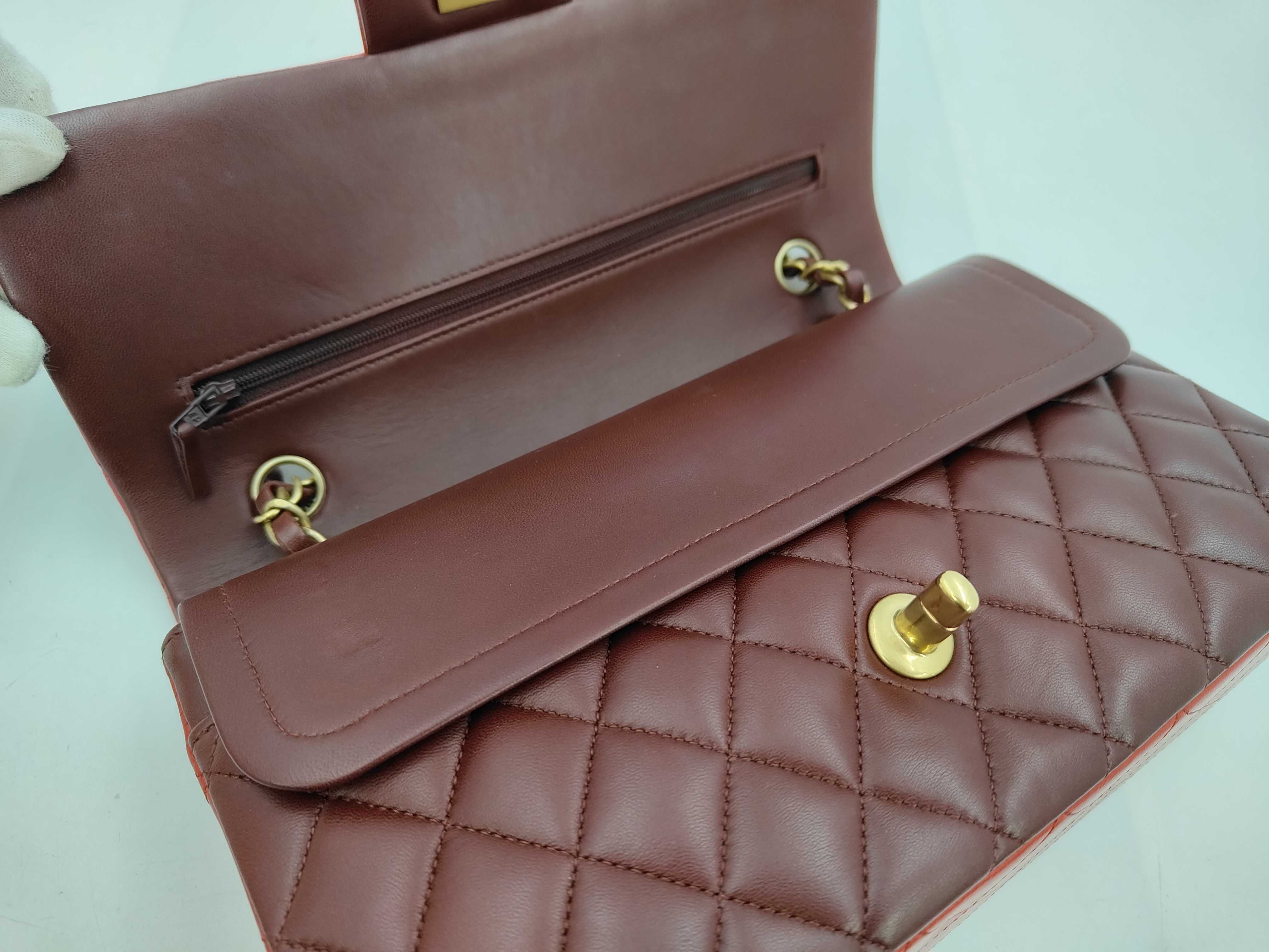 Matelassé Colorblock Chain Shoulder Bag, Red x Pink x Bordeaux, Gold Hardware. — view 7