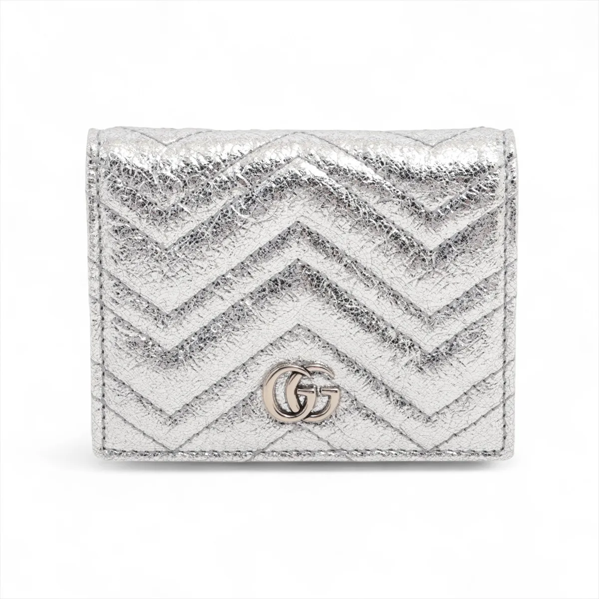 Double G 466492 PVC x Leather Compact Wallet Silver