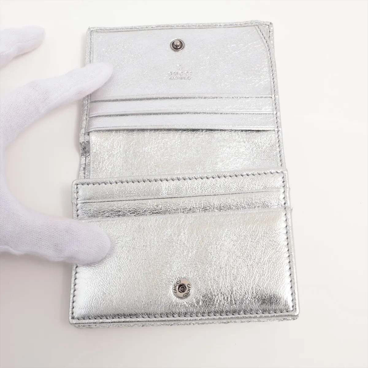 Double G 466492 PVC x Leather Compact Wallet Silver — view 3
