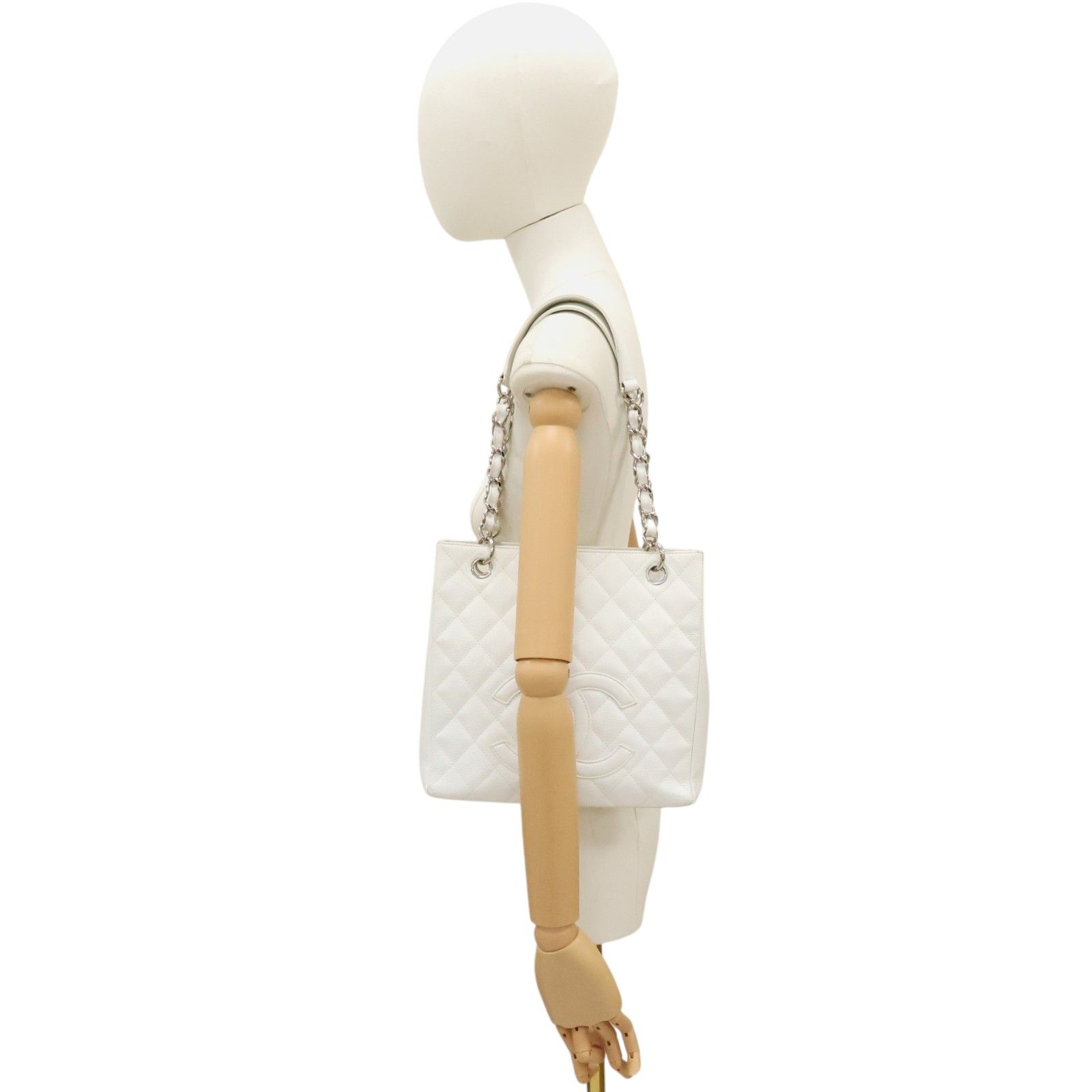 White Cavair Petite Shopping Tote w/SHW — view 10