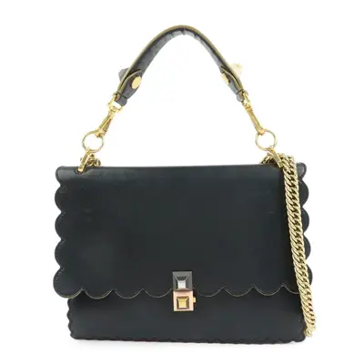 KAN I Leather 2Way Bag Shoulder Bag Hand Bag Black 8BT283