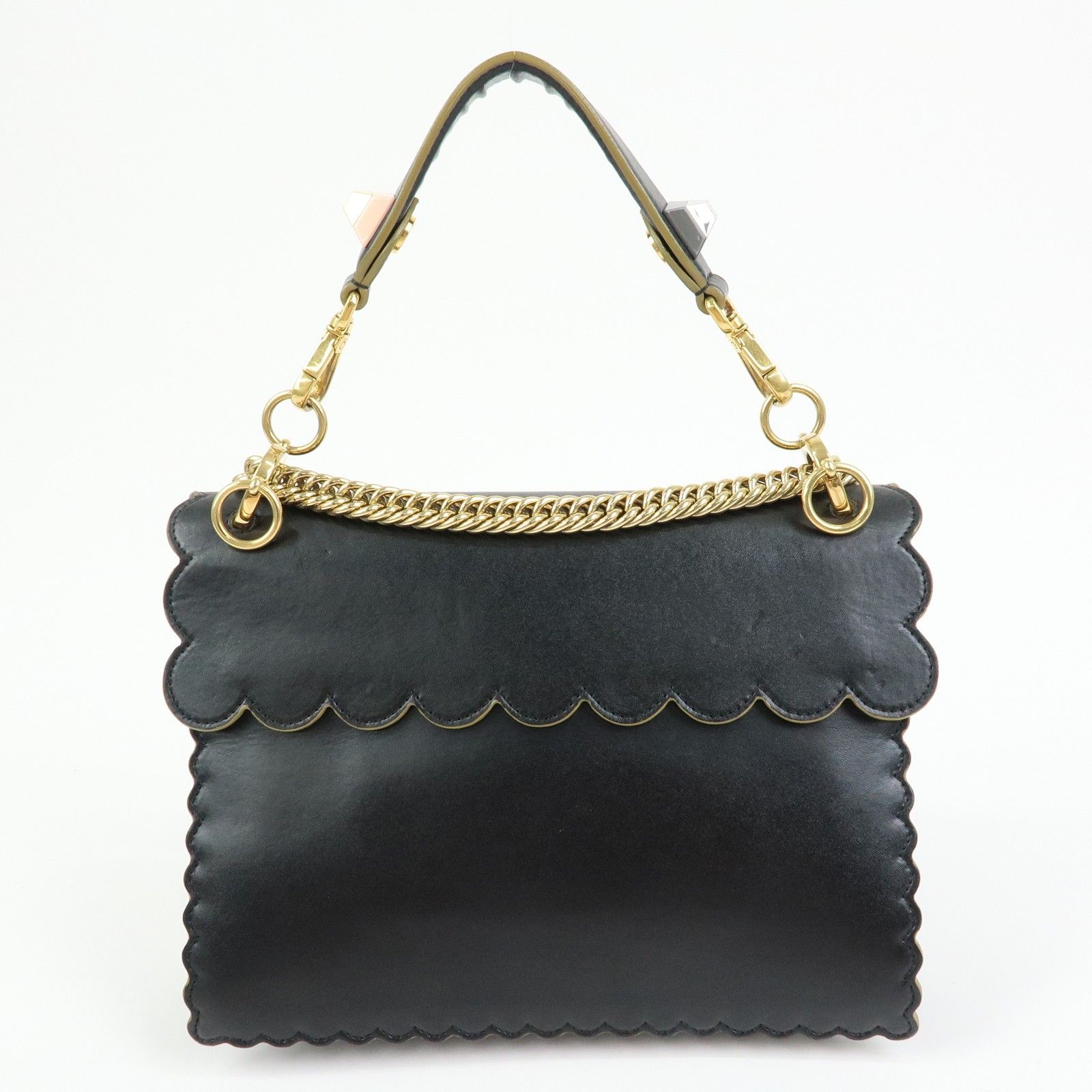 KAN I Leather 2Way Bag Shoulder Bag Hand Bag Black 8BT283 — view 2