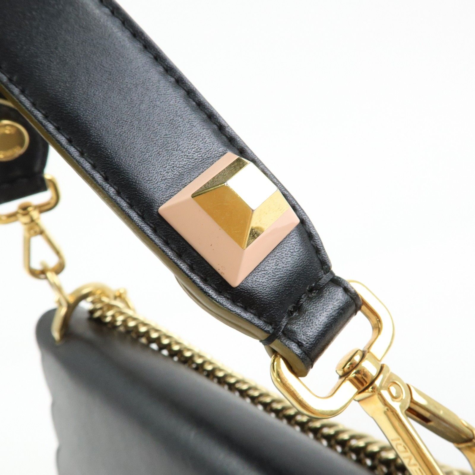 KAN I Leather 2Way Bag Shoulder Bag Hand Bag Black 8BT283 — view 11