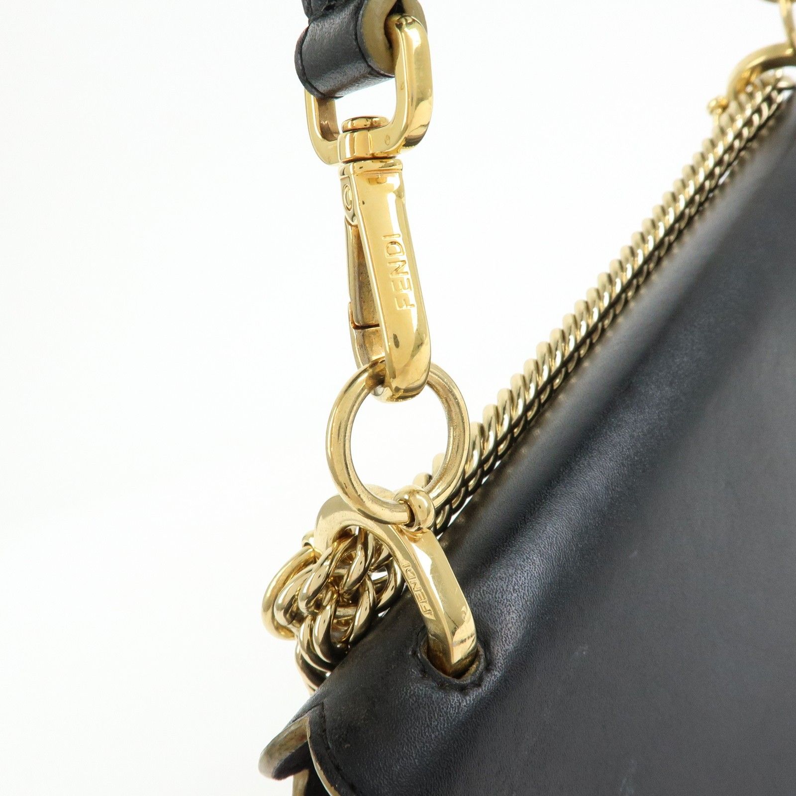 KAN I Leather 2Way Bag Shoulder Bag Hand Bag Black 8BT283 — view 12