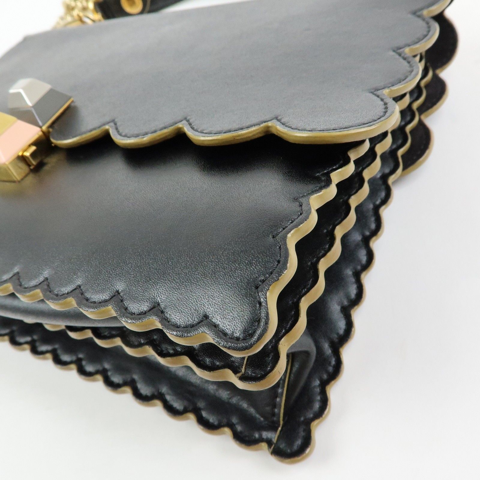 KAN I Leather 2Way Bag Shoulder Bag Hand Bag Black 8BT283 — view 14