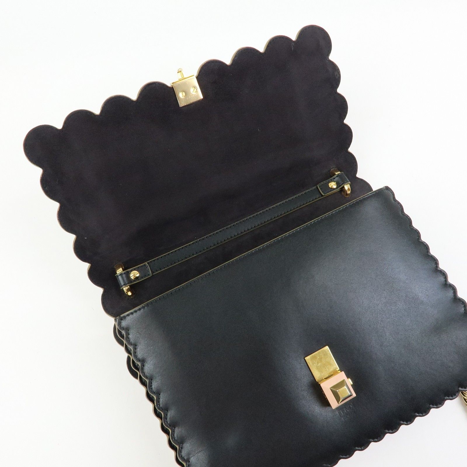 KAN I Leather 2Way Bag Shoulder Bag Hand Bag Black 8BT283 — view 20