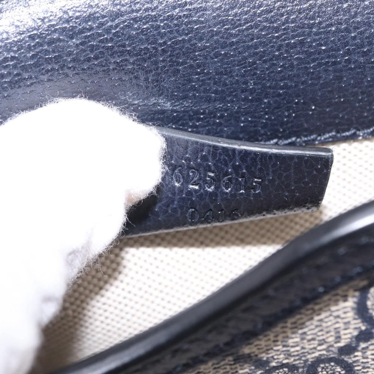 Gg Supreme Monogram Mini Horsebit 1955 Pvc Navy Silver 625615 Auth — view 12