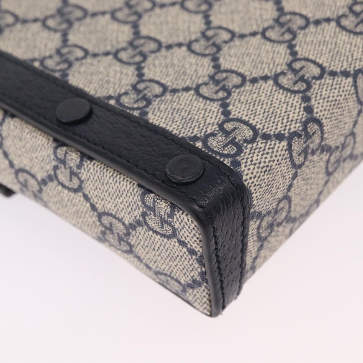 Gg Supreme Monogram Mini Horsebit 1955 Pvc Navy Silver 625615 Auth — view 18