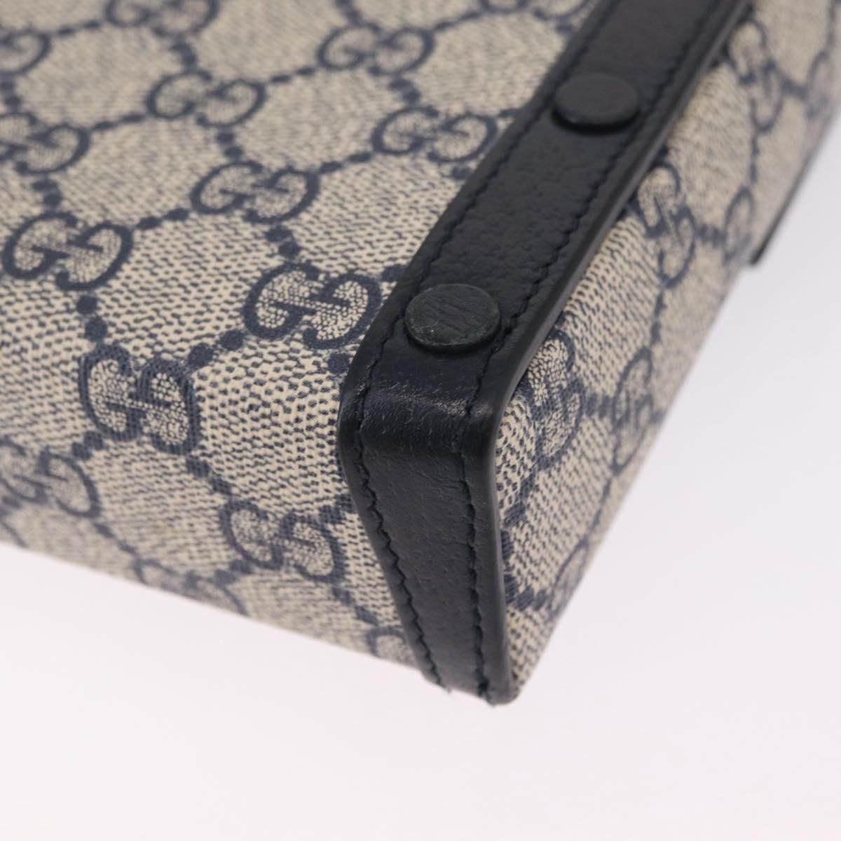 Gg Supreme Monogram Mini Horsebit 1955 Pvc Navy Silver 625615 Auth — view 19