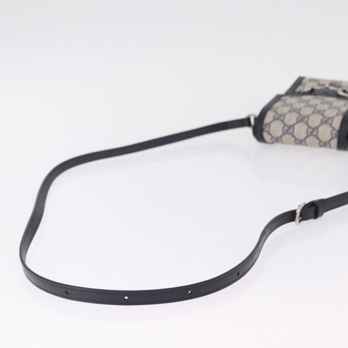 Gg Supreme Monogram Mini Horsebit 1955 Pvc Navy Silver 625615 Auth — view 8