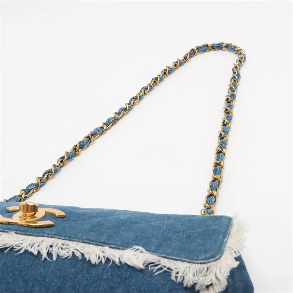 [Individually wrapped] Chanel Matelasse denim single flap single chain bag fringe blue gold hardware 2825821 2nd series — view 5
