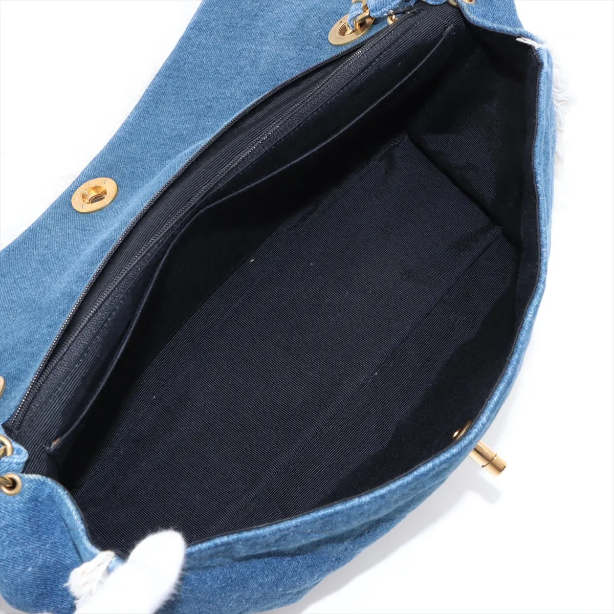 [Individually wrapped] Chanel Matelasse denim single flap single chain bag fringe blue gold hardware 2825821 2nd series — view 6