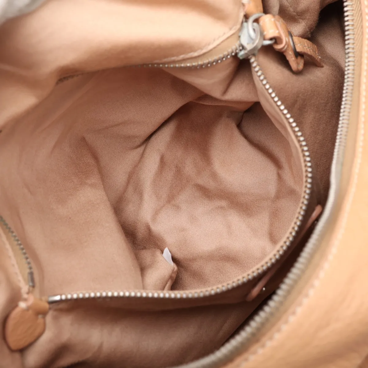 Leather Boston Bag, Beige — view 8