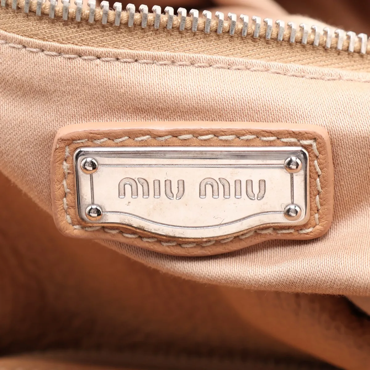 Leather Boston Bag, Beige — view 10