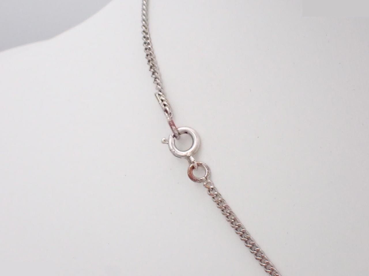 Necklace with Coco Mark design, rhinestones, silver chain, approximately 44cm. — view 2